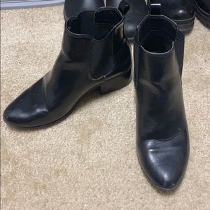 Black leather booties